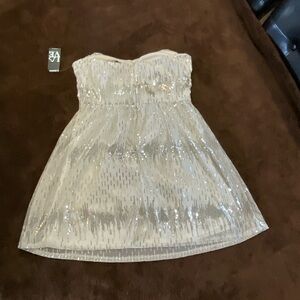 Love Tease Cream Strapless Babydoll Dress